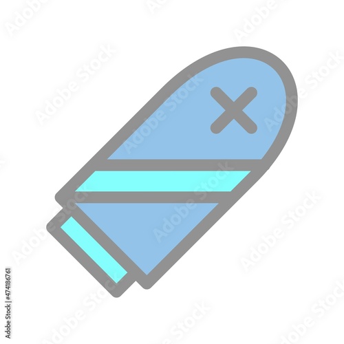 Surfboard Line Filled Light Vector Icon Design
