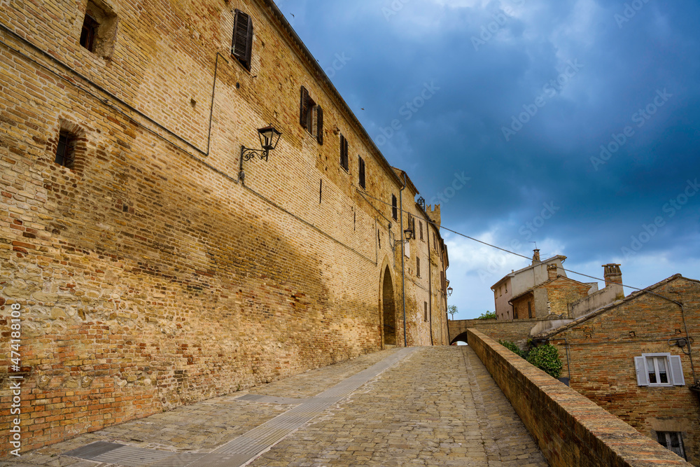 Obraz premium Moresco, medieval village in Fermo province, Marche, Italy
