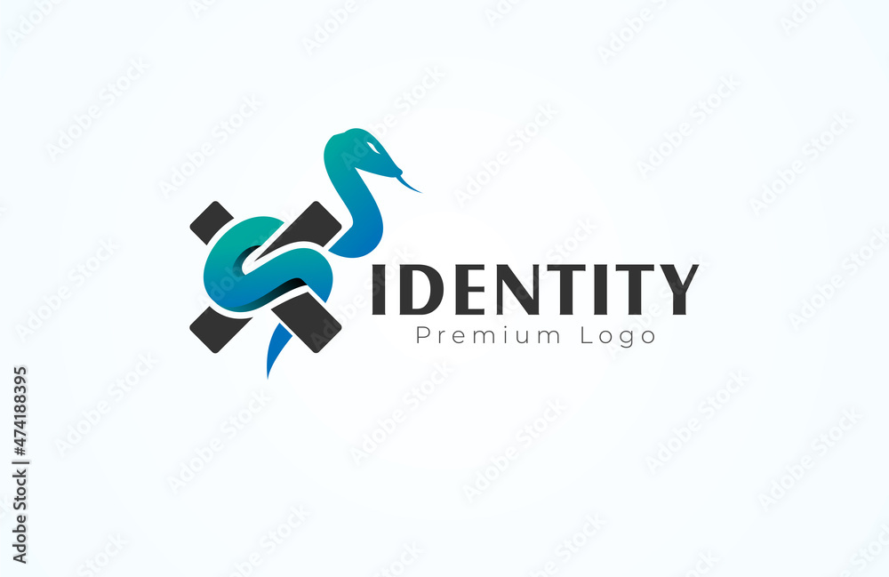 Snake logo. letter x or cross icon with snake combination. usable for brand or business logo. vector illustration Snake logo. letter x or cross icon with snake combination. usable for brand or business logo. vector illustration