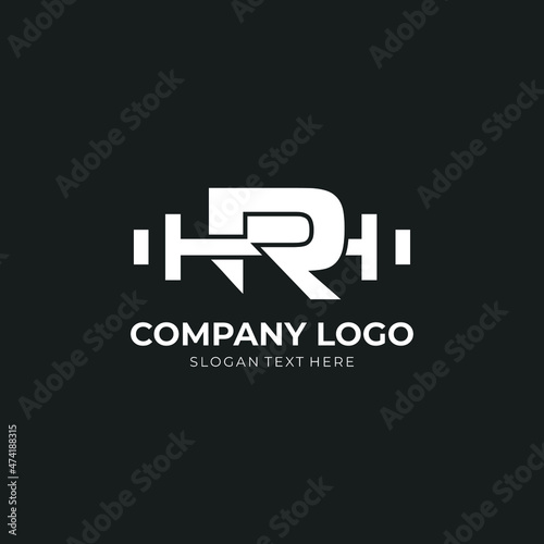 Letter R Logo With barbell. Fitness Gym logo. fitness vector logo design for gym and fitness