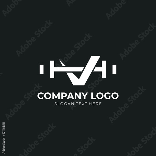 Letter V Logo With barbell. Fitness Gym logo. fitness vector logo design for gym and fitness