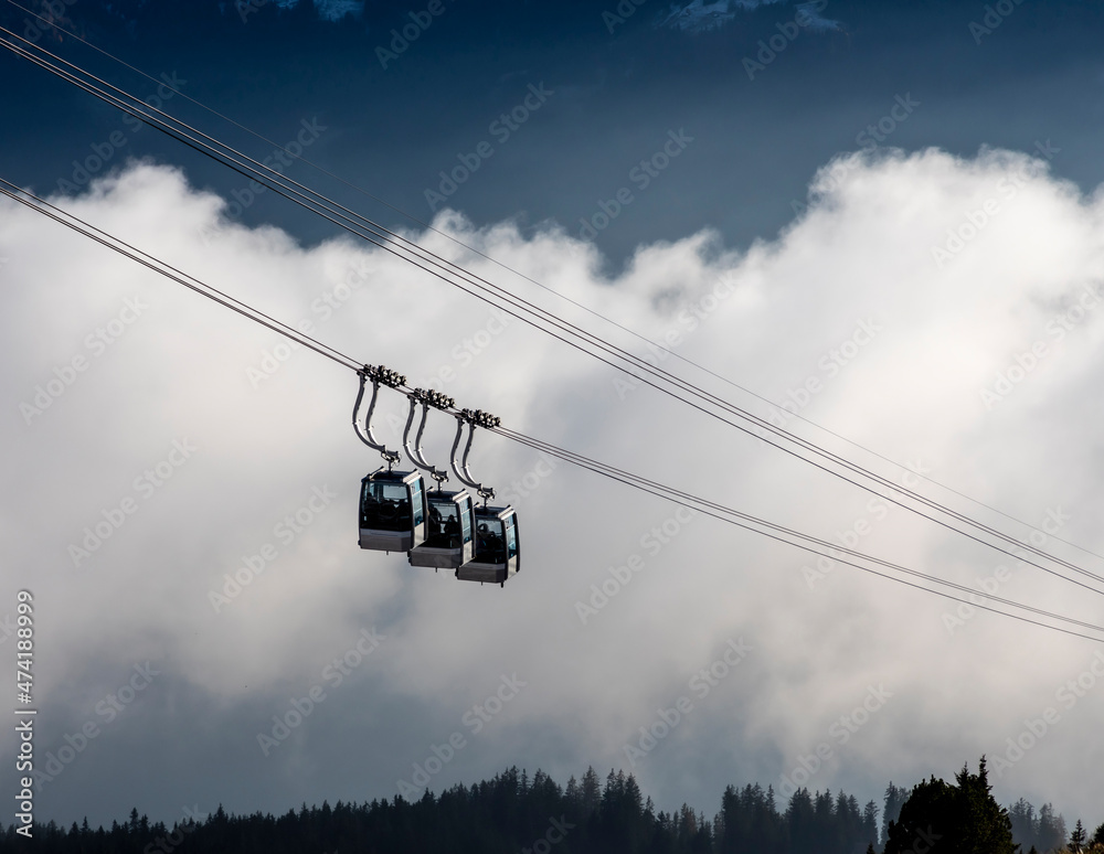 cable car on mountain niederhorn in switzerland