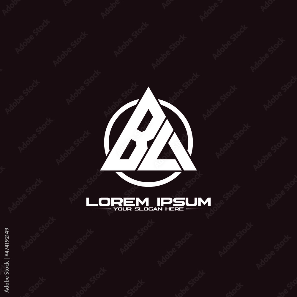 Fototapeta premium Letter BL triangle logo design vector