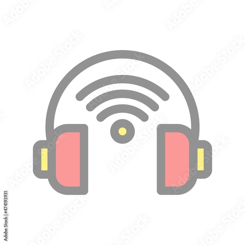 Headphones Filled Light Vector Icon Design