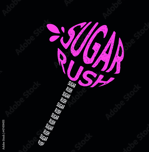 All type concept lollipop on a black background candy logo