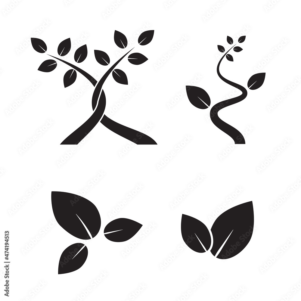 Tree and leaves icon logo concept flat design. Vector , illustration Tree and leaves icon logo concept flat design. Vector , illustration