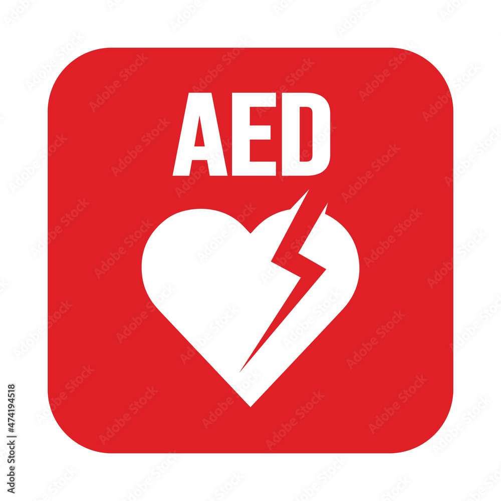 AED,automated external defibrillator / aed sign with heart and ...