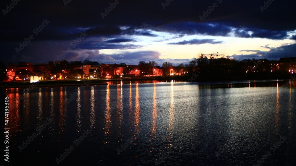 View over lake in Schwerin in dusk