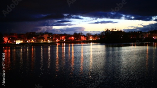View over lake in Schwerin in dusk