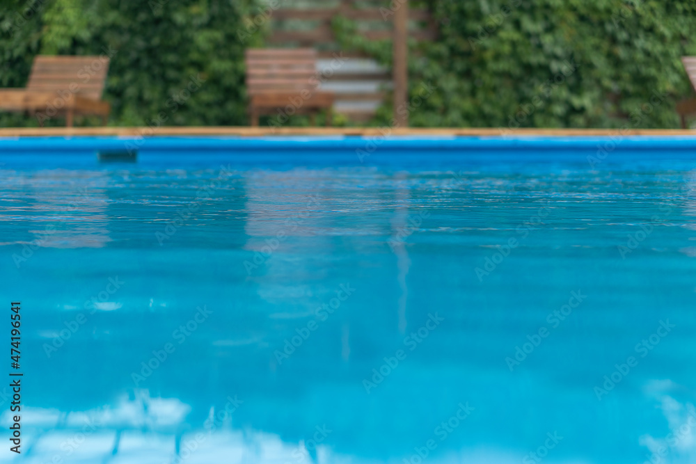 Fototapeta premium Patio and blue water pool.
