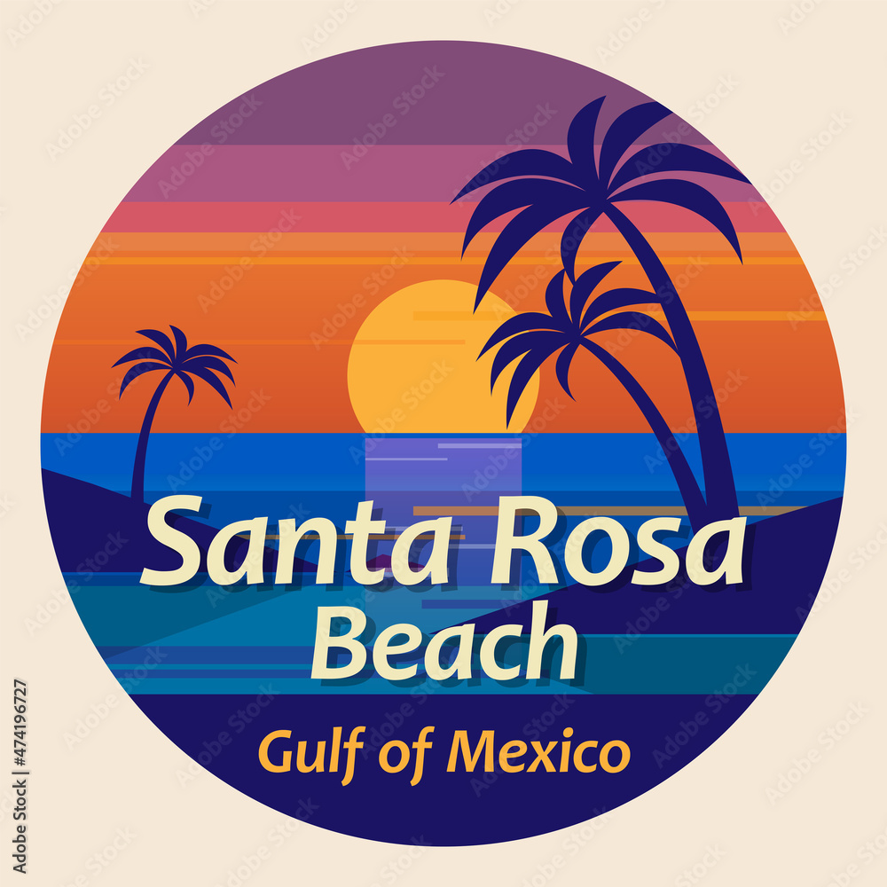 Santa Rosa Beach, Florida, abstract stamp or emblem