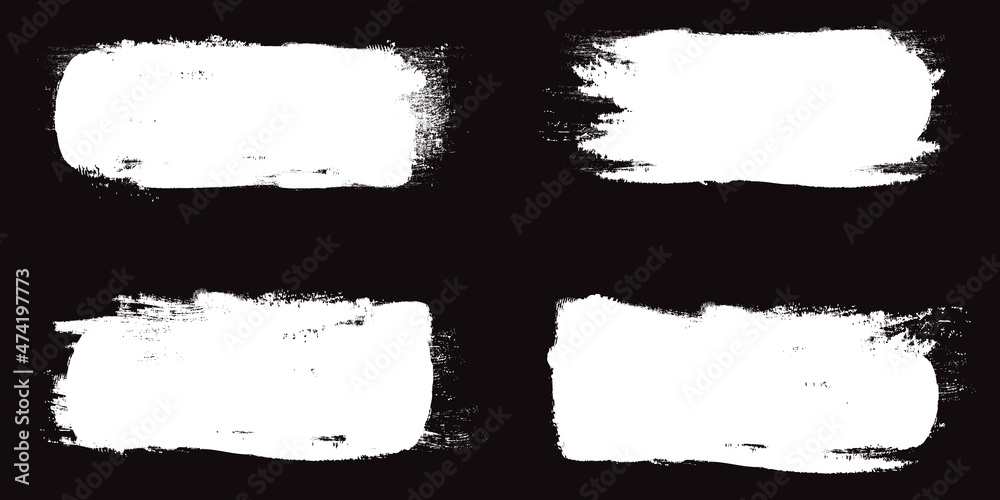 White brush stroke set isolated on black background. Collection of brush stroke vector for white ink paint, grunge backdrop, dirt banner, watercolor design and dirty texture. Brush stroke vector White brush stroke set isolated on black background. Collection of brush stroke vector for white ink paint, grunge backdrop, dirt banner, watercolor design and dirty texture. Brush stroke vector