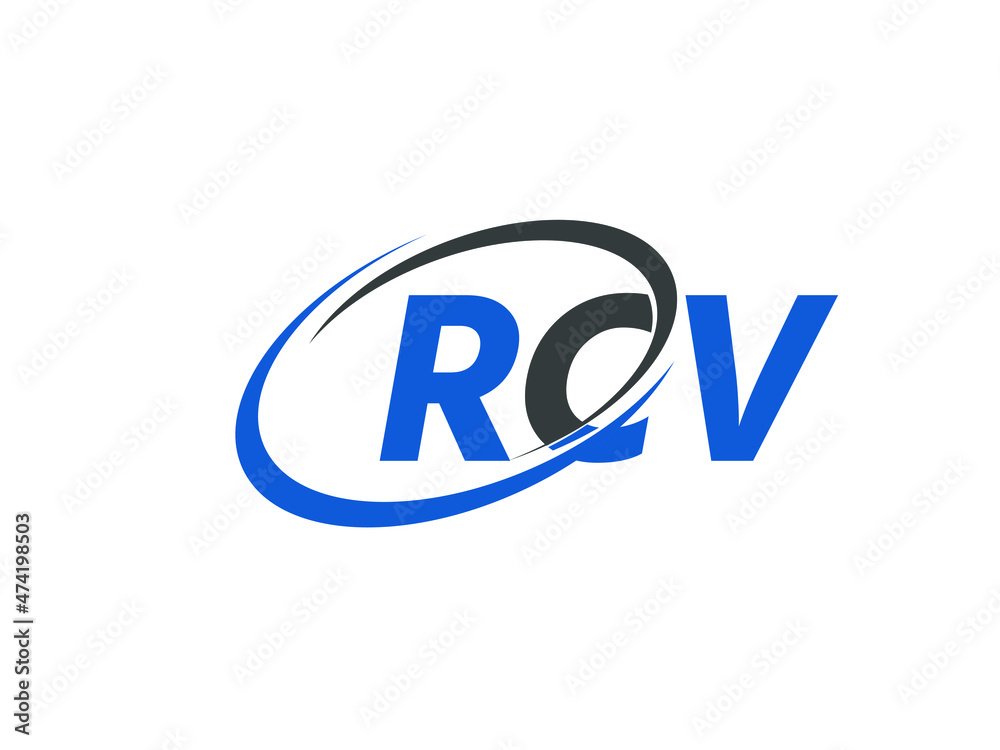 RCV letter creative modern elegant swoosh logo design