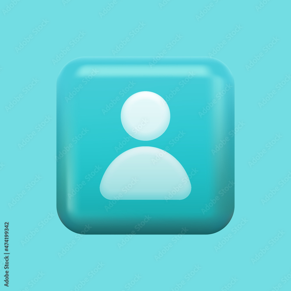 Person Profile Icon. Blue 3D Square Button. Vector illustration Person Profile Icon. Blue 3D Square Button. Vector illustration