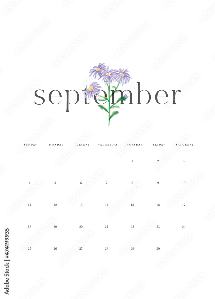 Calendario floral año 2022 en inglés Calendario floral año 2022 en inglés