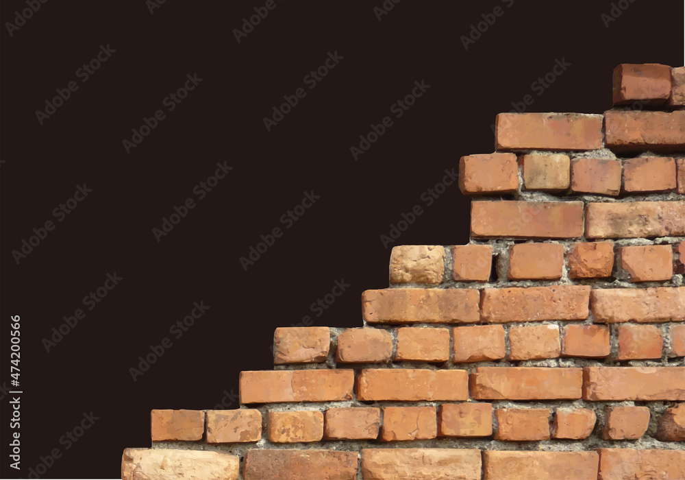 Obraz premium Stacked brown bricks with black background copy space