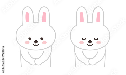 Portrait of rabbit bowing to someone. Vector illustration isolated on a white background.