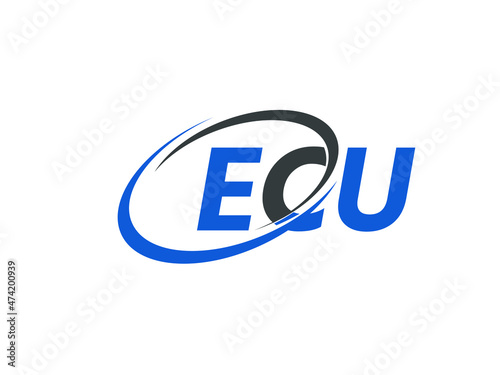 ECU letter creative modern elegant swoosh logo design