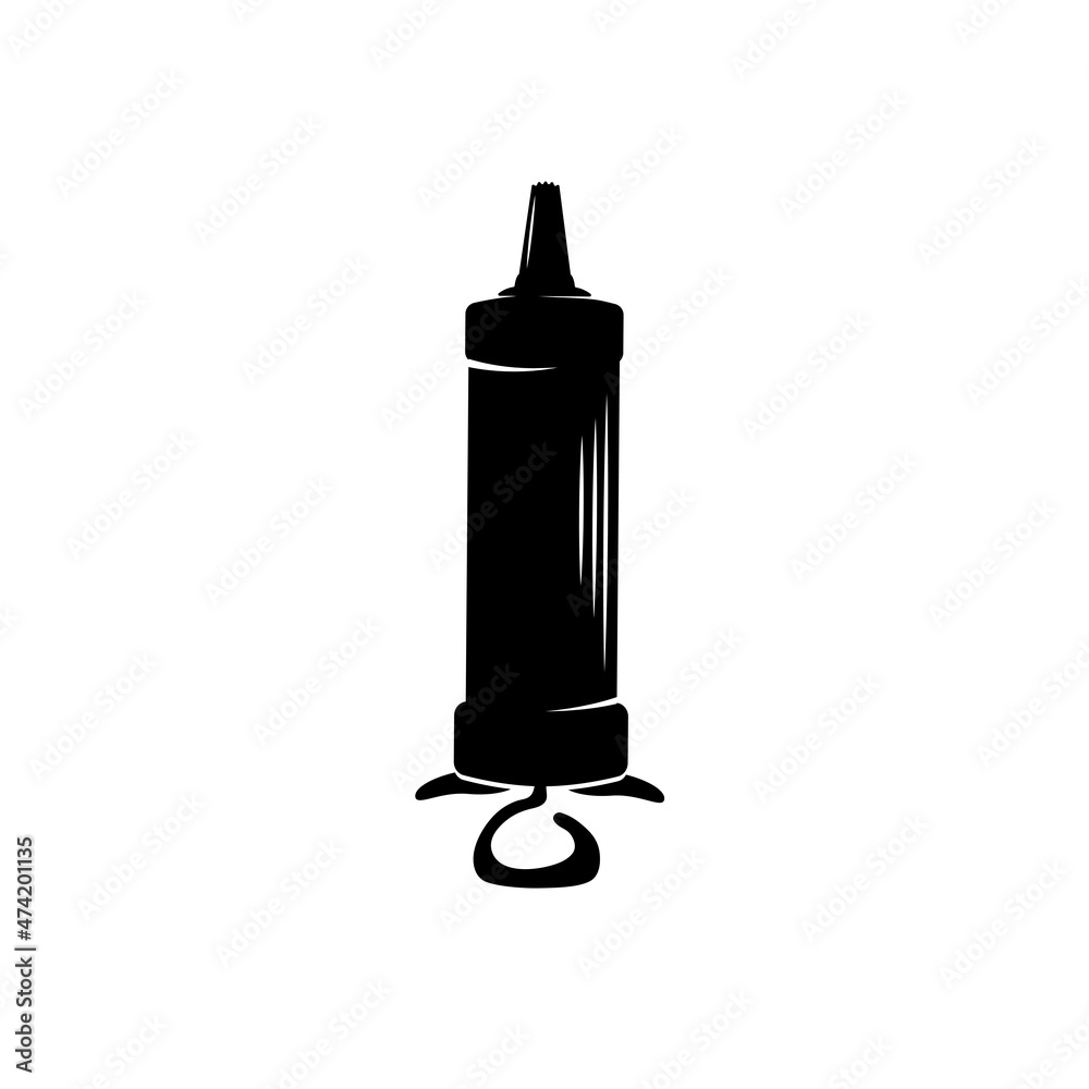 Culinary syringe. Vector illustration. Monochrome. Stock Vector Adobe