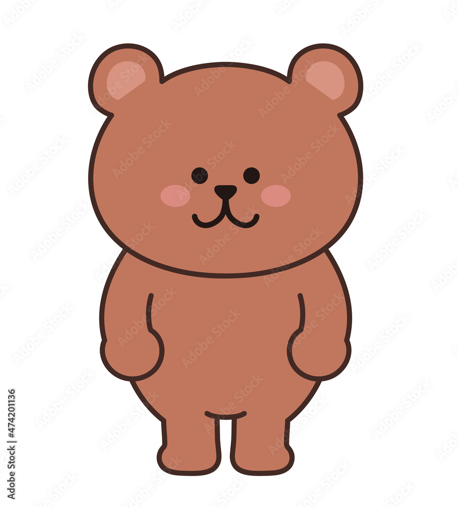Bear waiting for a friend. Vector illustration isolated on a white background.