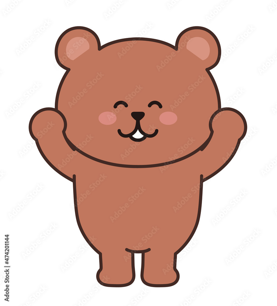 Bear feels great joy. Vector illustration isolated on a white background. Bear feels great joy. Vector illustration isolated on a white background.