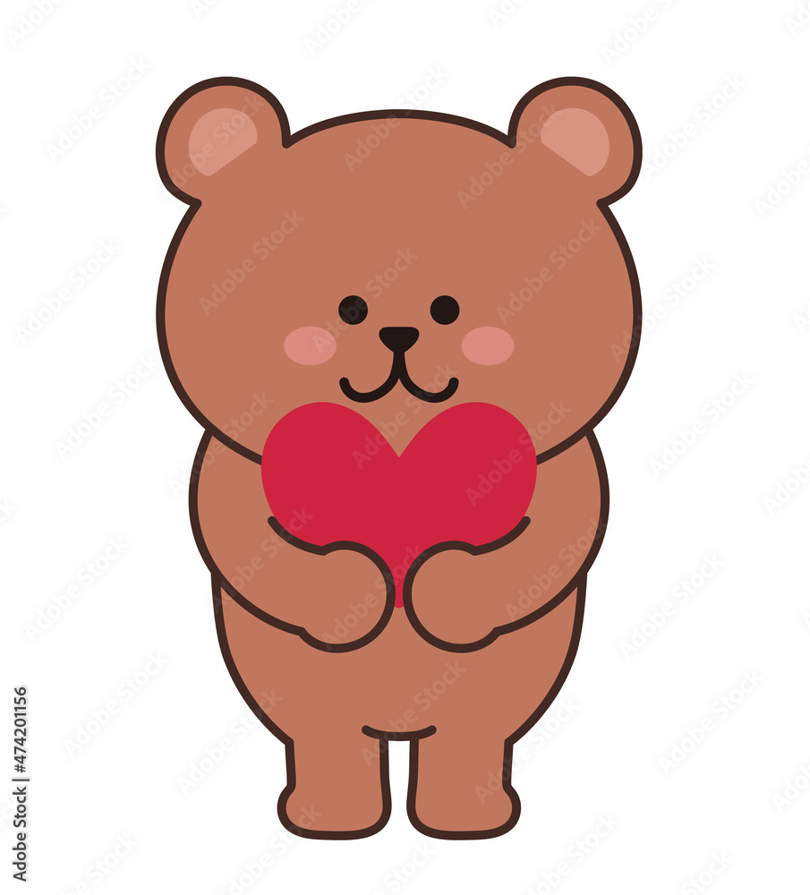 Brown bear with a love heart. Vector illustration isolated on a white background. Brown bear with a love heart. Vector illustration isolated on a white background.