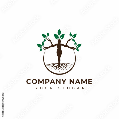 Herbal medical product logo design template