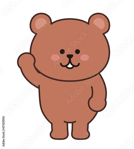 Bear waving a hand. Vector illustration isolated on a white background.