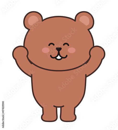 Bear feels great joy. Vector illustration isolated on a white background.