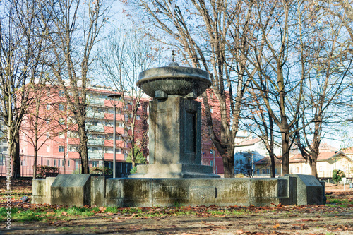 The fountain in the community garden of Villa Zorn, in Sesto San Giovanni, municipality of Milan, Lombardy region, Italy