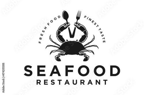 Seafood Crab Lobster Crayfish Prawn Shrimp vintage luxury logo design