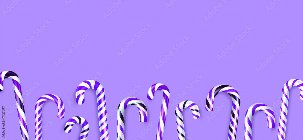 Striped purple candy cane sticks.