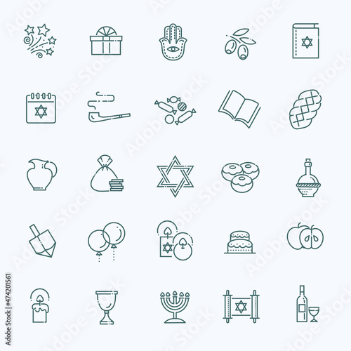 Outline icon collection - Symbols Of Hanukkah