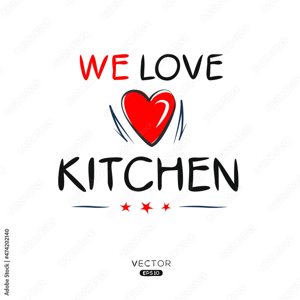Creative kitchen text, Can be used for stickers and tags, T-shirts, invitations, vector illustration.