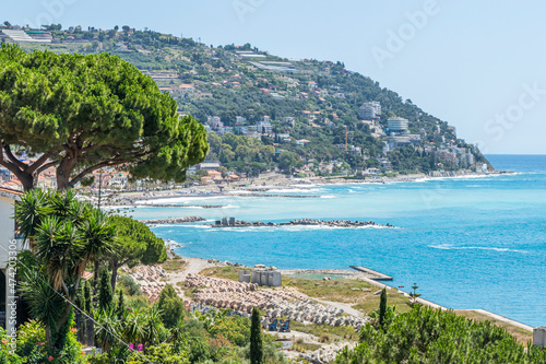 Aerial view of the shoreline of Ospedaletti