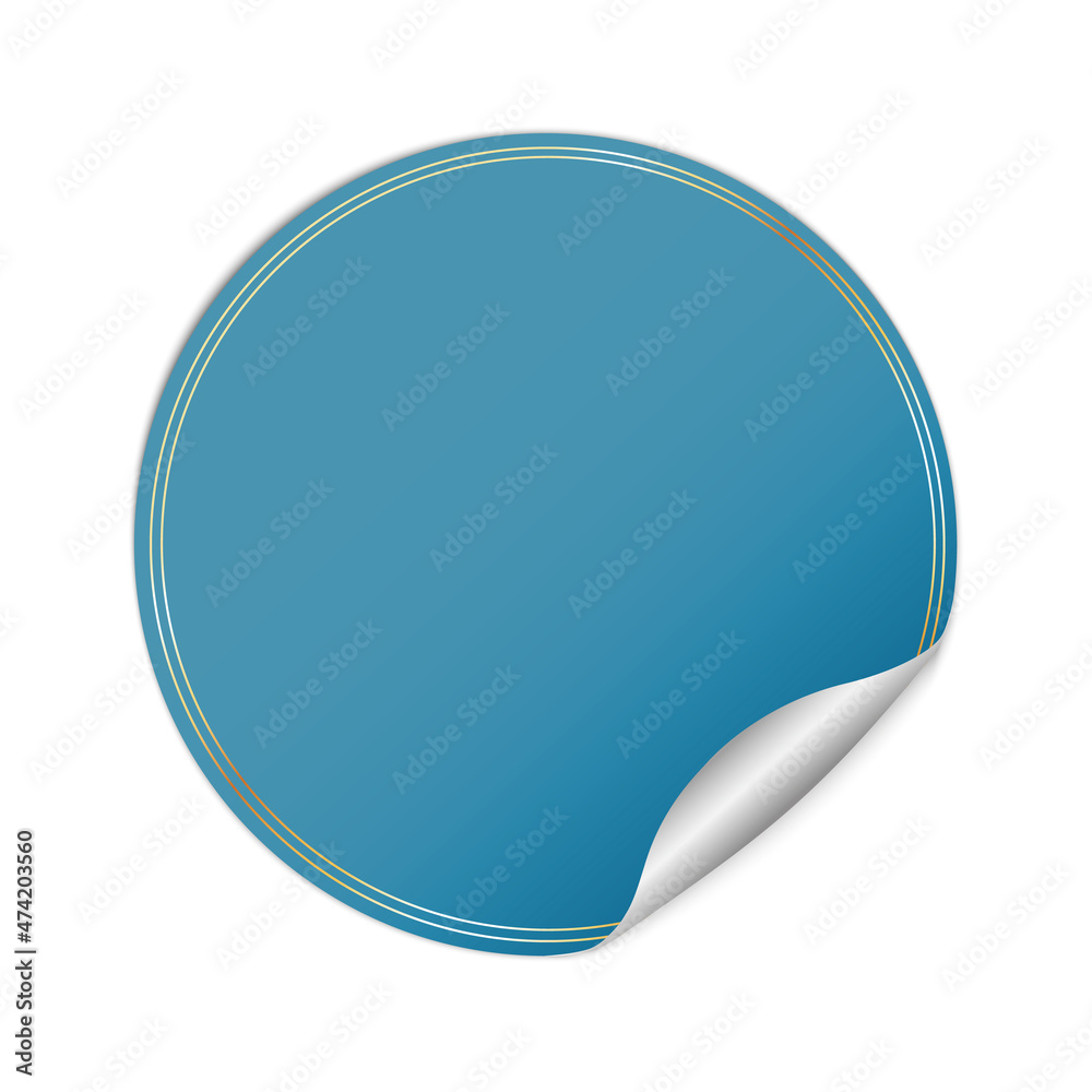blue round sticker vector banner with gold frame on white background blue round sticker vector banner with gold frame on white background