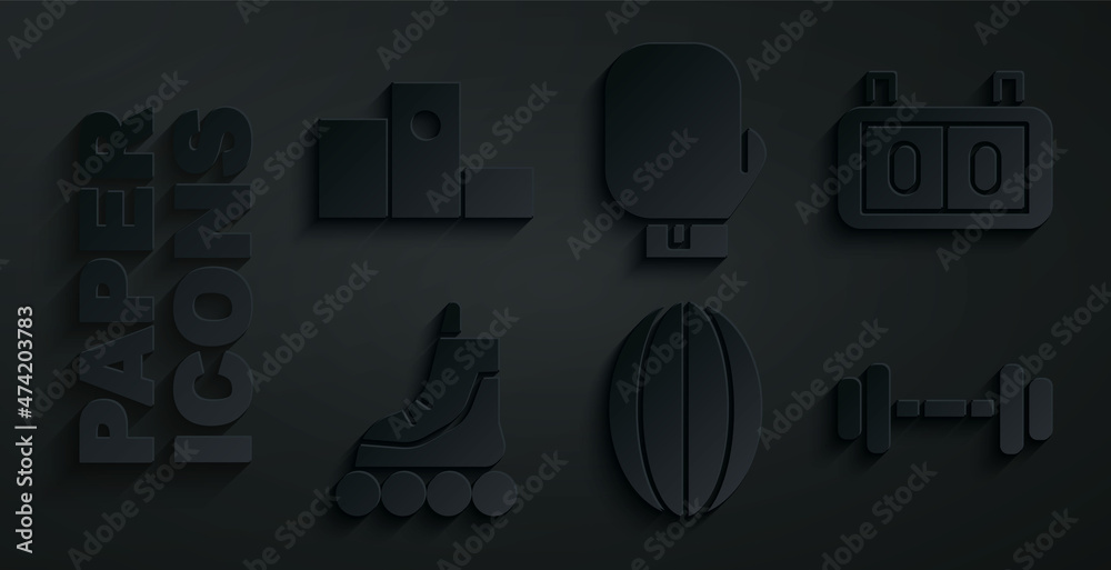 Set Rugby ball, Sport mechanical scoreboard, Roller skate, Dumbbell