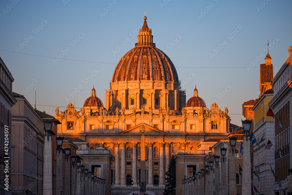 Basilica di San Pietro (St. Peter's Basilica) during golden hour
