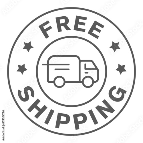 Line icon free shipping delivery truck icon, sign, symbol isolated on white background. vector design, 
