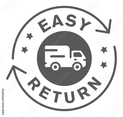 Simple and creative easy return policy icon badge line art design isolated on white background. vector design. 
