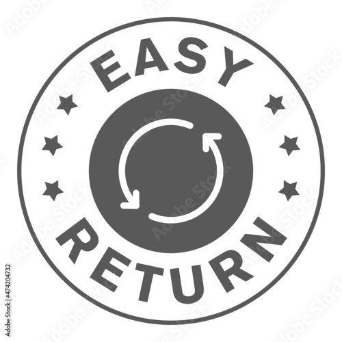 Simple easy return policy icon, badge, sign, symbol isolated on white background, with the arrow. vector design. 
