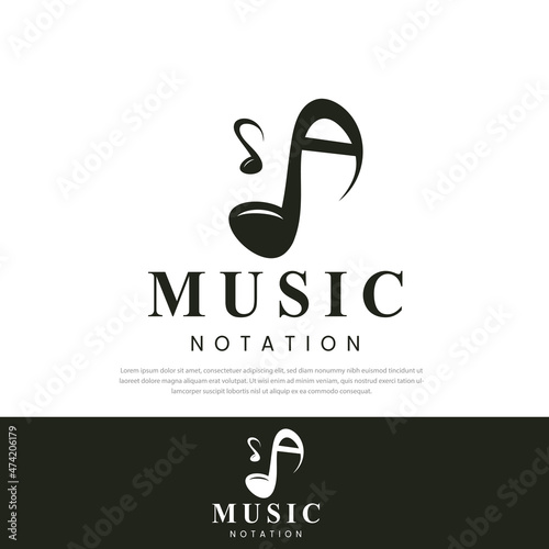 Music notation logo design initials Alphabet A monogram.Melodic signs.music sign symbols.template design,icons,symbols
