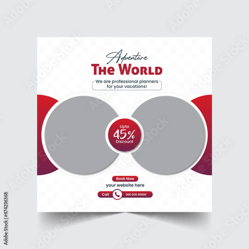 Travel Social Media Post Template or travel agency Instagram post design
