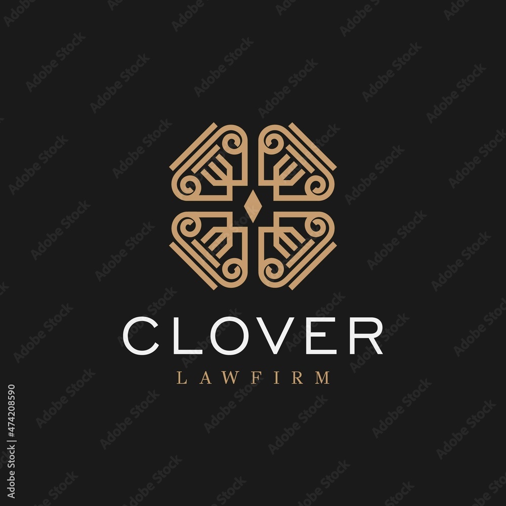 Classic Vintage Clover Logo Design for Law firm Consulting, Attorney Business