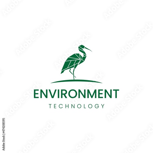 Nature Character Ibis Bird Logo Design Illustration for Environment Renewable Industry