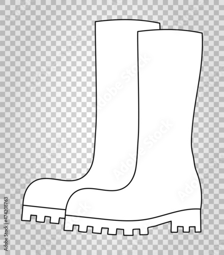 Rubber boots. Vector outline hand-drawn doodle illustration.