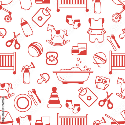 Vector Seamless Pattern Baby care Newborn Infant