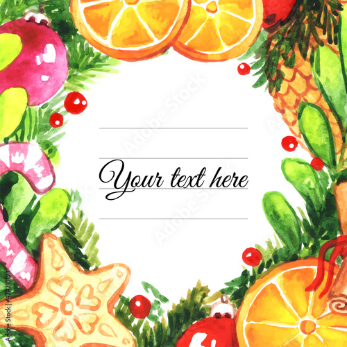 Christmas wreath frame design for gift card with your text