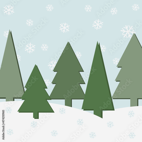 illustration of Christmas tree snow winter © Mila