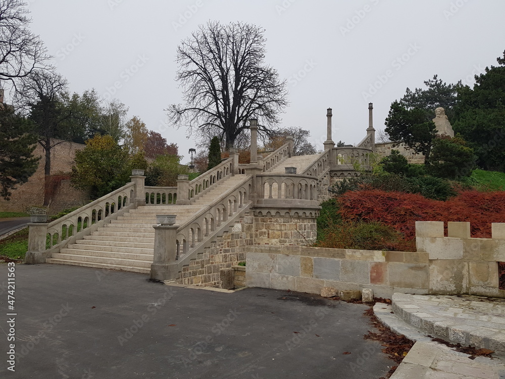 ancient staircase in a park in Belgrade
